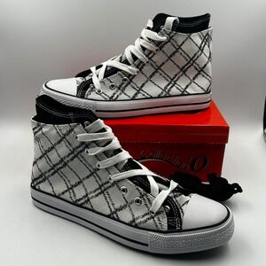 Collection'O High Top Sneakers White Black Womens 9.5 H-6041 Plaid READ